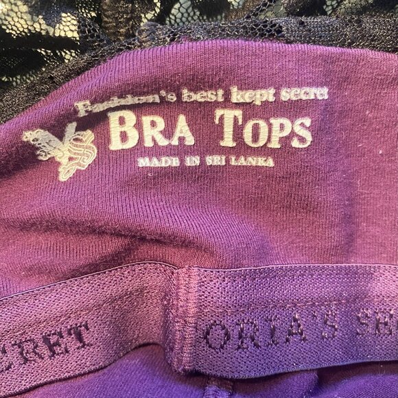 Vintage Victoria's Secret Bra Tops Purple and Black Lace Mini Dress Size S Small - Picture 4 of 5